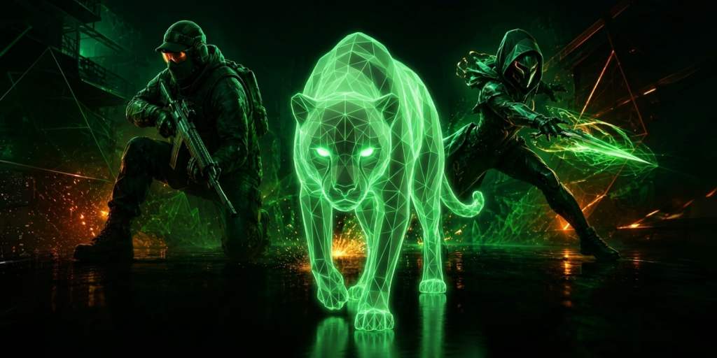 Mate Affiliates esports banner showing two game-inspired fighters and a glowing green panther with the text Big Esports Summer Incoming and Affiliate Rewards in Play